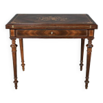 Table à système en marqueterie, style louis xvi 2ème moitié xixe Table à système en marqueterie, style louis xvi 2ème moitié xixe