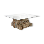 Table en teck ancien et verre