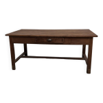 Table de travail ancienne en merisier massif et acacia