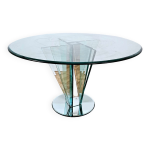 Table vaso en verre biseauté, miroir et chrome, gallotti & radice, vers 1980 Table vaso en verre biseauté, miroir et chrome, gallotti & radice, vers 1980