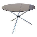 Table vintage anne 70 verre et pieds chrom