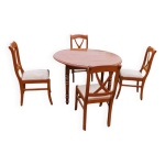 Table  volet en merisier avec deux rallonges + 4 chaises