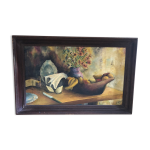 Tableau ancien huile sur toile m. preaux nature morte + cadre bois vintage Tableau ancien huile sur toile m. preaux nature morte + cadre bois vintage