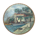 Tableau ancien, marine, la riviera annes 50 / 60