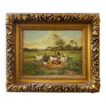 Tableau ancien scne champtre