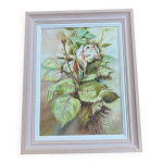 Tableau aquarelle peinture huile sur toile fleurs r dugenet 33x42cm