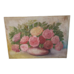 Tableau bouquet de fleurs sur panneau bois double face