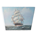 Tableau  caravelle rentrant au port  par john ambrose huile sur toile