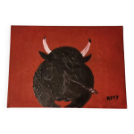 Tableau contemporain taureau stylis sign kpmy