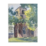 Tableau  glise de gevrey chambertin  (21) jean - francois devaliere (1926 - 2021)