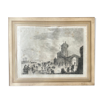 Tableau gravure ancienne patinage artistique xviiie