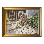 Tableau hsp  coupeur de noix de coco  sao paulo sign auberger 1969 + cadre