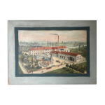 Tableau hst xix  usine  baccarat brasserie avec serre, pont eiffel, villa