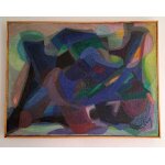 Tableau  l'huile sur toile ancien abstrait