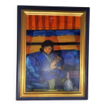Tableau huile sur toile  french childhood  1980