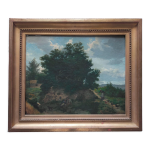 Tableau huile sur toile xixème, paysage de campagne daté et signé Tableau huile sur toile xixème, paysage de campagne daté et signé
