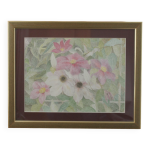 Tableau lithographie signe fleurs style pointilliste