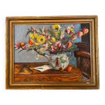 Tableau nature morte aux fleurs et aux cl�s 1973
