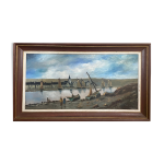 Tableau peinture ancienne max erich nicolas xxe marine