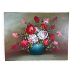 Tableau peinture  l huile bouquet de fleurs