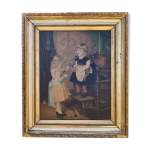 Tableau  les petites filles au chat