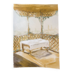 Tableau sign aquarelle paysage table provenale sous la tonnelle