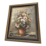 Tableau signé mogisse peinture à l huile originale, bouquet de fleurs Tableau signé mogisse peinture à l huile originale, bouquet de fleurs