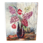 Tableau vintage bouquet de fleurs lilas