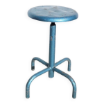 Tabouret d atelier � vis en m�tal bleu