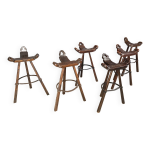 Tabourets de bar brutalistes du milieu du si�cle - lot de 6, ann�es 1960