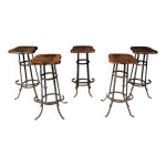 Tabourets de bar brutalistes vintage, lot de 5 - annes 1970