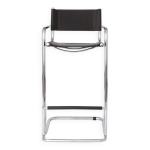 Tabouret de bar cantilever vintage, cadre en chrome, simili cuir noir, ann�es 1990.