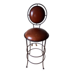 Tabouret de bar fer forg et cuir