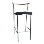 Tabouret de bar haut vintage philippe starck assise en plastique noir, structure en mtal argent