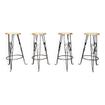 Tabourets de bar vintage en fer forg franais, annes 1960 - lot de 4