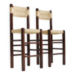 Tabourets de bar vintage en jonc tress� et bois, lot de 2