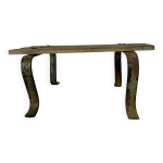 Tabouret bas  lattes de bois et mtal