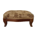 Tabouret bas repose pieds bois et tissu ancien Tabouret bas repose pieds bois et tissu ancien
