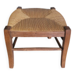 Tabouret bois et paille 40's