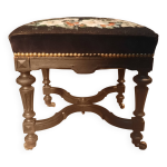 Tabouret en bois tourn� noirci, vers 1900