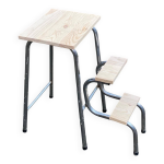 Tabouret escabeau pliable en bois massif pin et acier chrom�