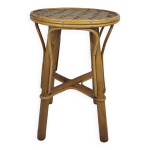 Tabouret / guridon vintage 1970's, rotin