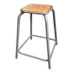 Tabouret haut vintage en bois et métal Tabouret haut vintage en bois et métal