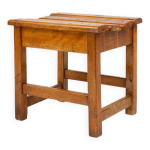 Tabouret industriel brutaliste en bois, belgique vers 1920