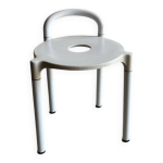 Tabouret kartell en plastique moul blanc avec pieds en mtal anna castelli ferrieri, annes 1970