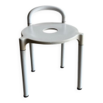 Tabouret kartell en plastique moul blanc avec pieds en mtal anna castelli ferrieri, annes 1970