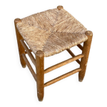 Tabouret en paille et bois