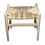 Tabouret paill en teck brut