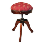 Tabouret de piano ancien en acajou r�glable, d�but du xxe si�cle