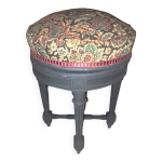 Tabouret piano bois noir xix de style napoleon iii tissu restauration tapissière décoration salon Tabouret piano bois noir xix de style napoleon iii tissu restauration tapissière décoration salon
